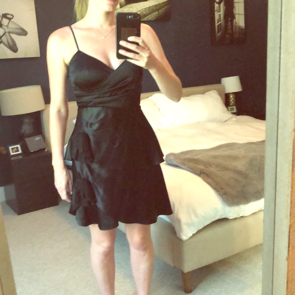 Vintage Betsey Johnson satin tiered cocktail dress